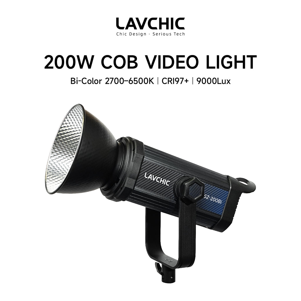 LAVCHIC SZ-200Bi 200W Bi-color COB Video Light, Professional Studio LED Light for Photography & Videography