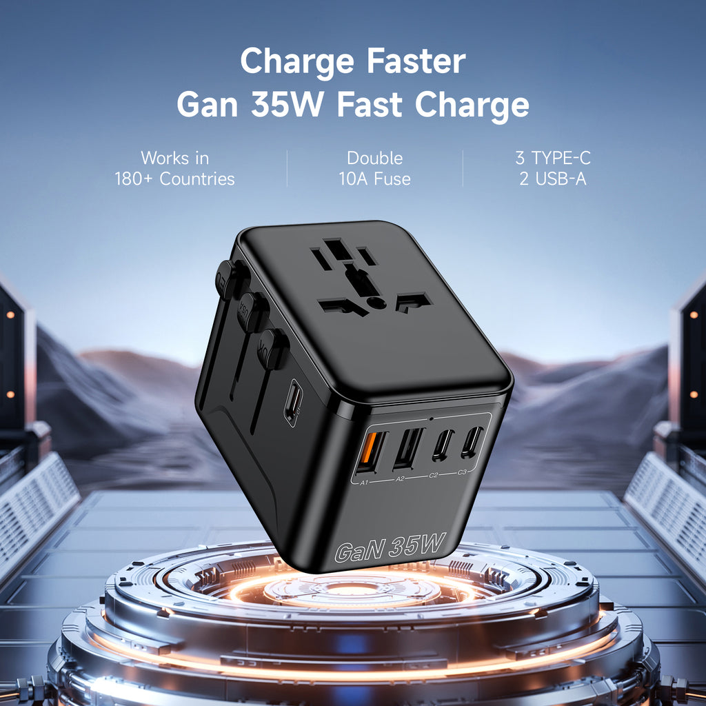 World Plug Adapter - Works in 180+ Countries