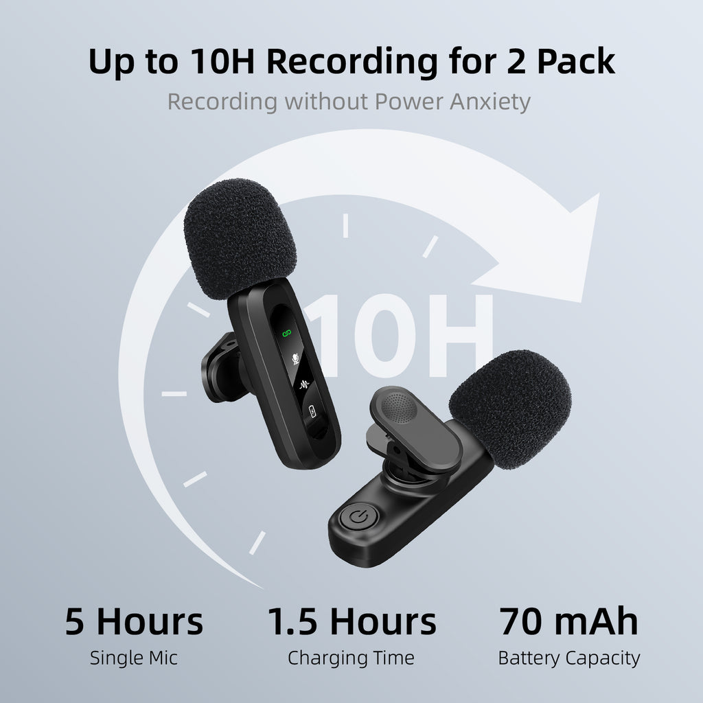 10H Wireless Clip-On Lapel Mic for Live Streaming & Recording