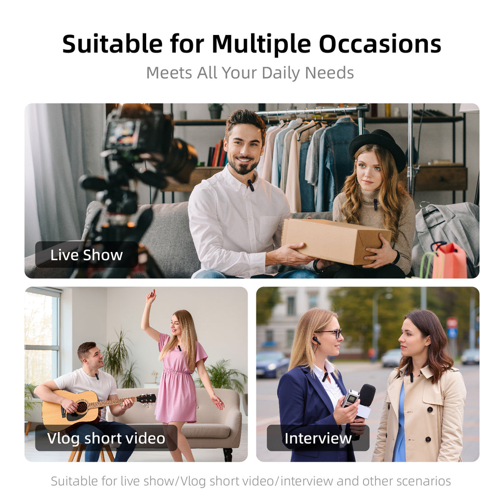 10H Wireless Clip-On Lapel Mic for Live Streaming & Recording