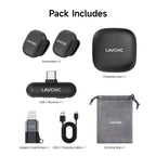 LAVCHIC Wireless Lavalier Mic | 2.4GHz Dual Mics | 48KHz Low Latency | Type-C & Lightning Compatible | for Live Streaming & Vlogging