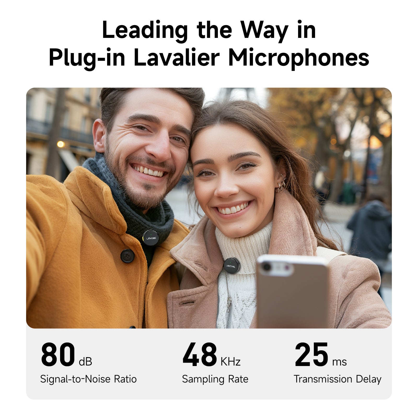 LAVCHIC Wireless Laval Mic | 2.4GHz | 48KHz Low Latency | 6H Battery Life | Type-C & Lightning Compatible | for Live Streaming & Vlogging
