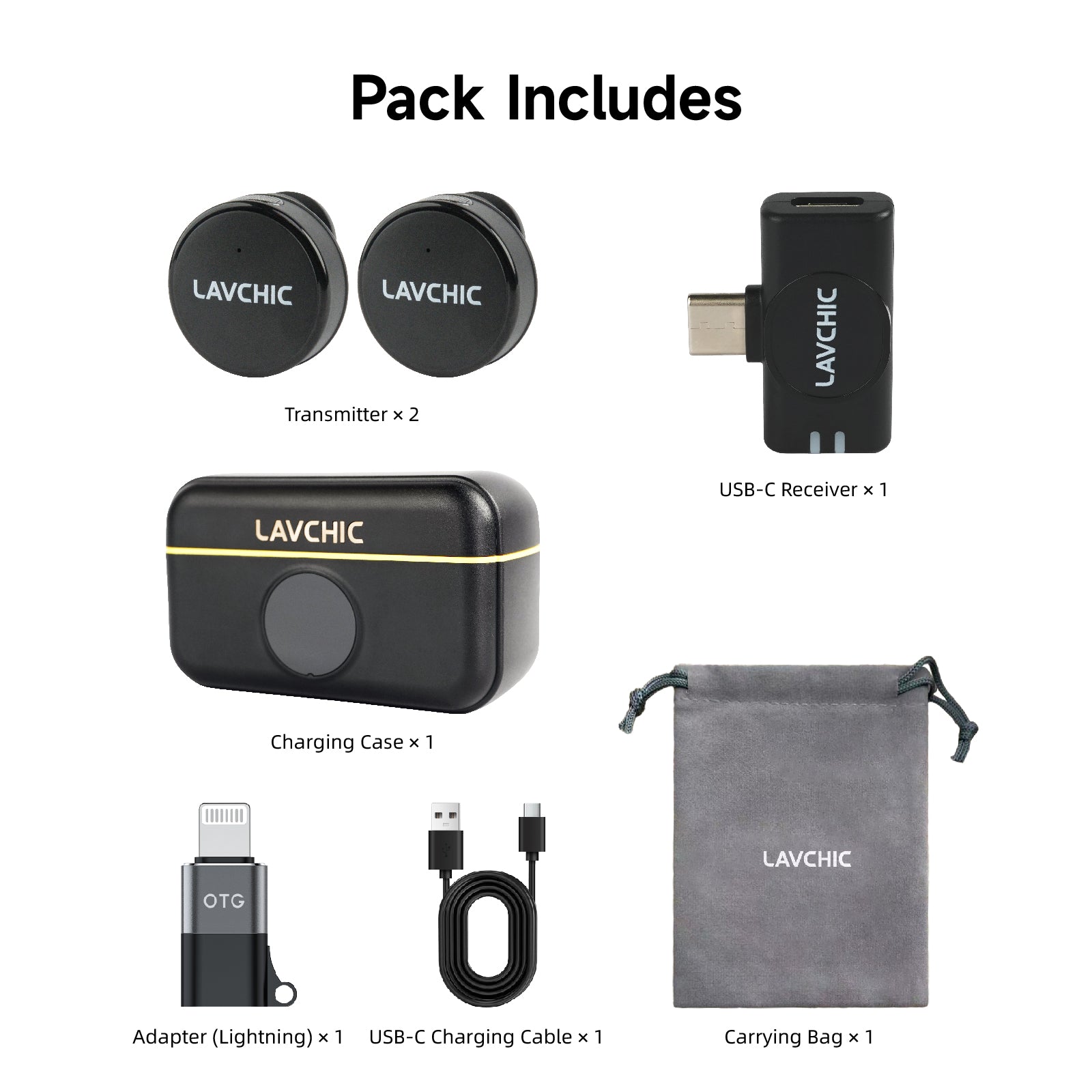LAVCHIC Wireless Laval Mic | 2.4GHz | 48KHz Low Latency | 6H Battery Life | Type-C & Lightning Compatible | for Live Streaming & Vlogging
