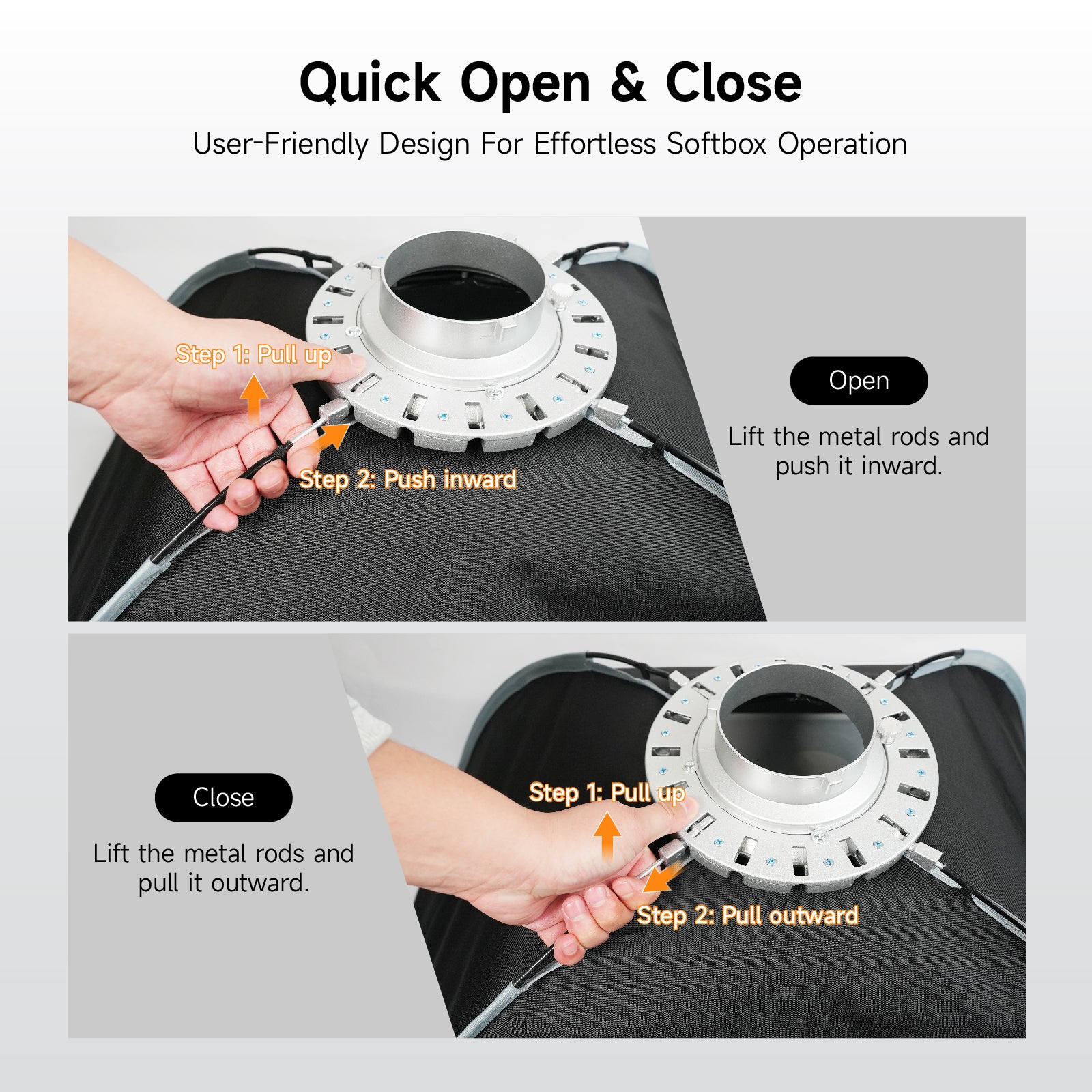 LAVCHIC 60x90cm Rectangular Softbox with Honeycomb Grid, Bowens Mount, Professional Soft Light Modifier for Studio Photography & Video Lighting