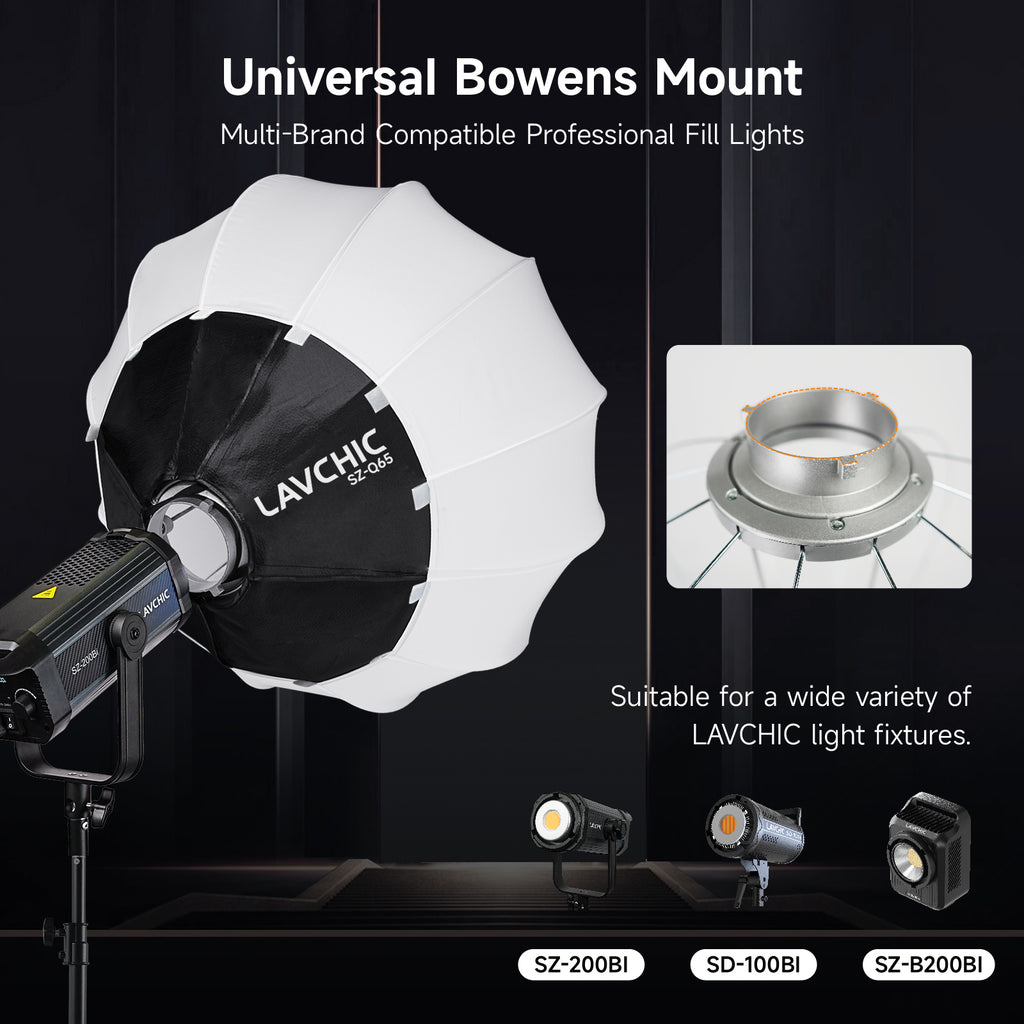 LAVCHIC 65cm Lantern Softbox | Metal Frame | Bowens Mount | Soft Light Modifier for Studio & Video