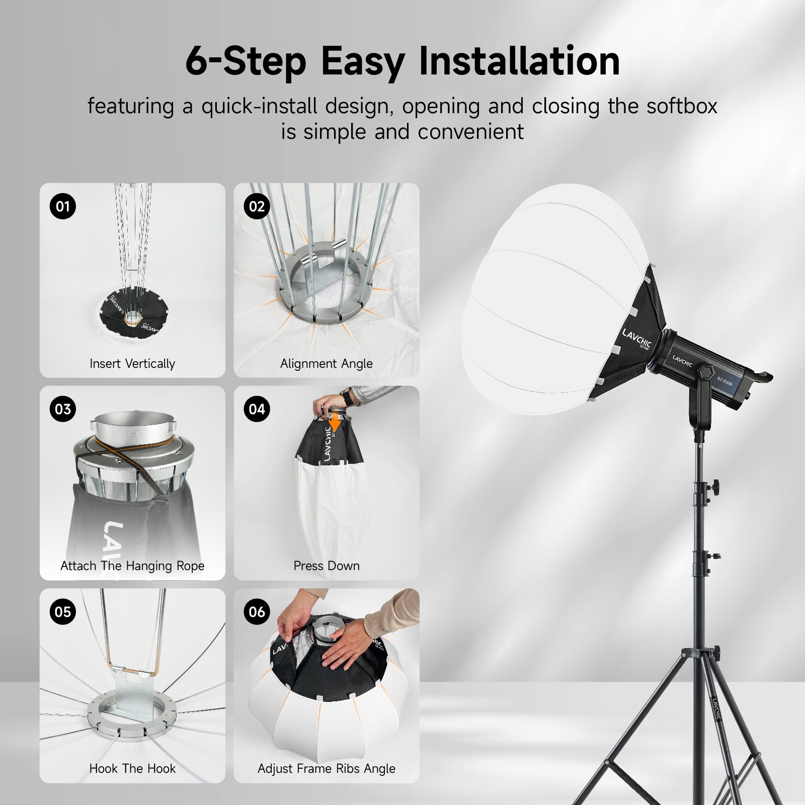 LAVCHIC 65cm Lantern Softbox | Metal Frame | Bowens Mount | Soft Light Modifier for Studio & Video