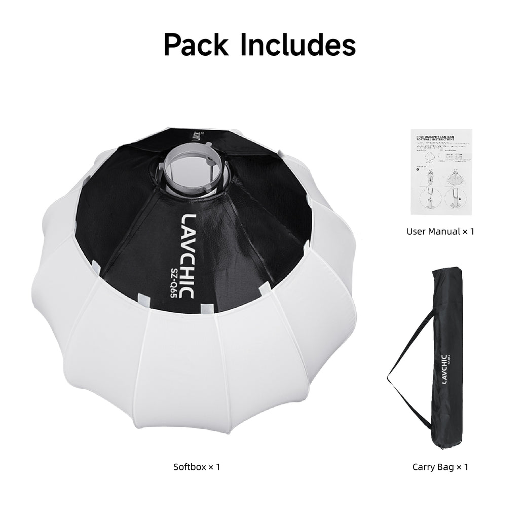 LAVCHIC 65cm Lantern Softbox | Metal Frame | Bowens Mount | Soft Light Modifier for Studio & Video