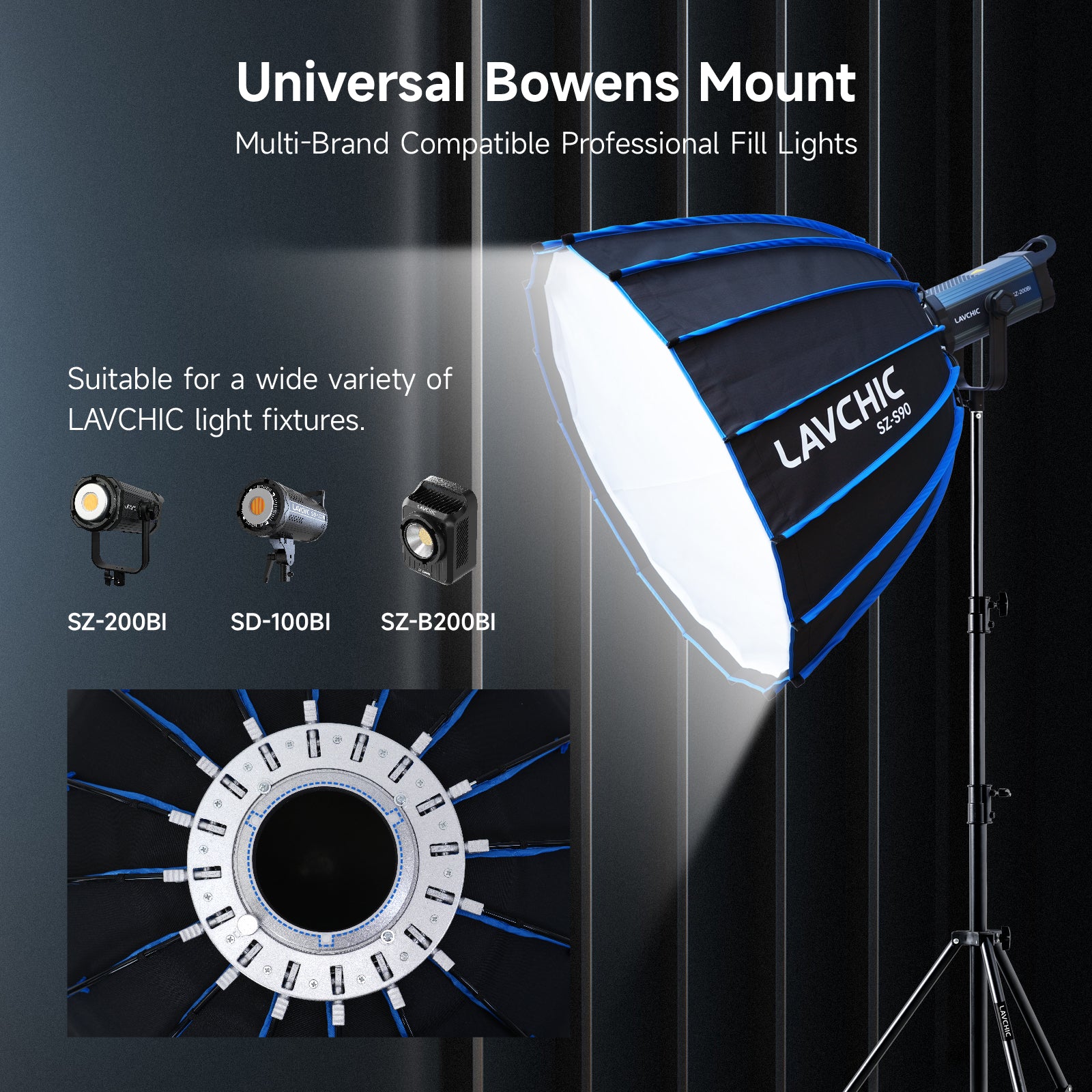 LAVCHIC 90cm Deep Parabolic Softbox | with Honeycomb Grid | Bowens Mount | Professional Soft Light Modifier for Studio & Video Lighting Secondary image