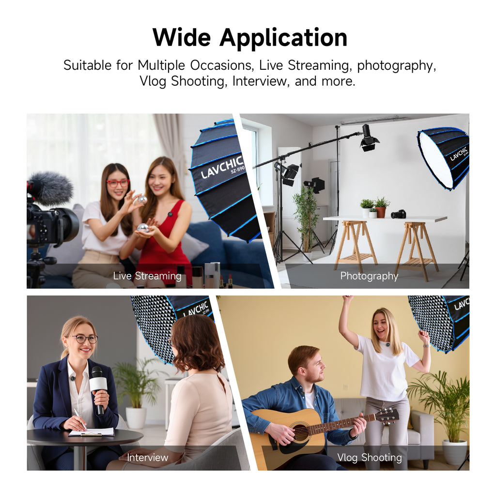 LAVCHIC 90cm Deep Parabolic Softbox | with Honeycomb Grid | Bowens Mount | Professional Soft Light Modifier for Studio & Video Lighting