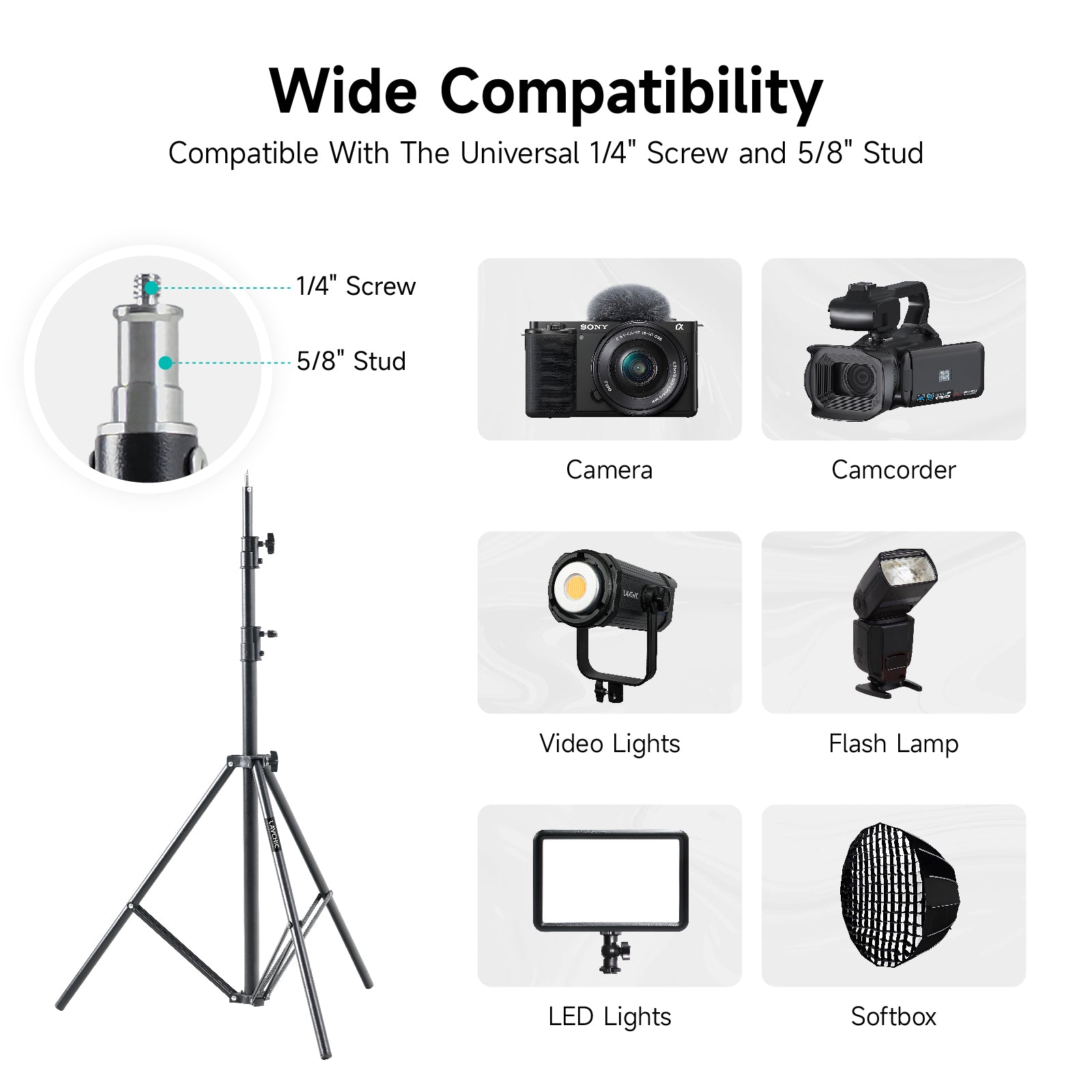Portable Camera & Phone Tripod, Professional Live Stream Stand for Canon Sony DSLR Secondary image